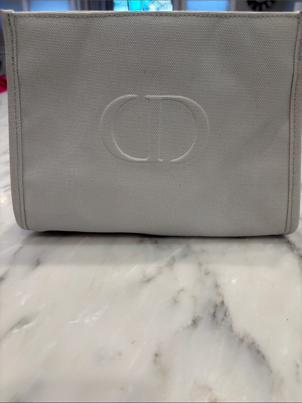Dior Cream Embossed CD Canvas Cosmetic Pouch